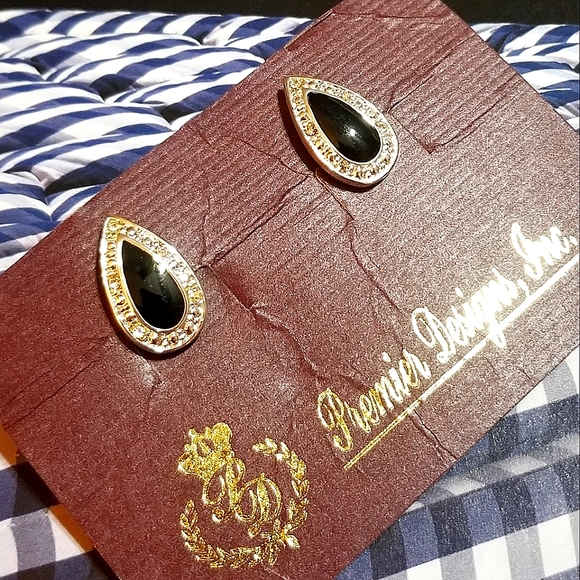 NWT Premier Designs Classic Crystal & Enamel Earrings - Picture 3 of 5